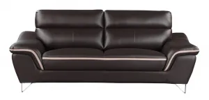 36" Charming Brown Leather Sofa By Homeroots