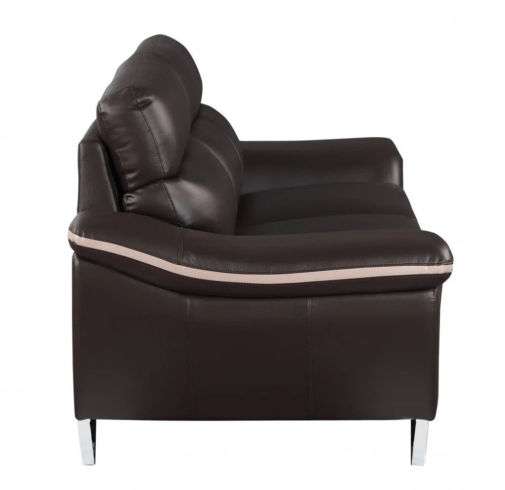 36" Charming Brown Leather Sofa By Homeroots