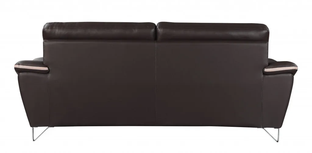 36" Charming Brown Leather Sofa By Homeroots