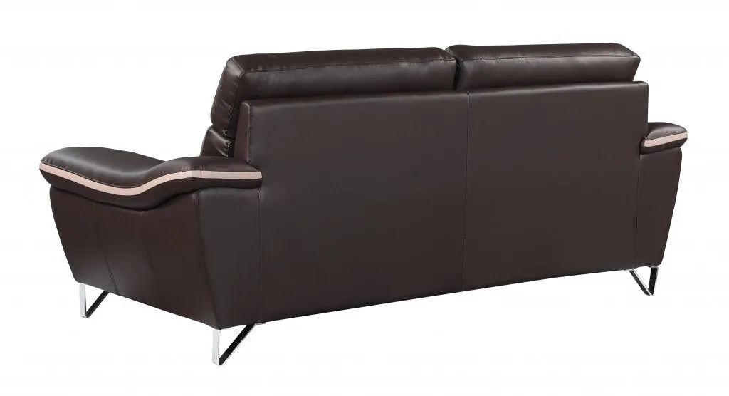 36" Charming Brown Leather Sofa By Homeroots