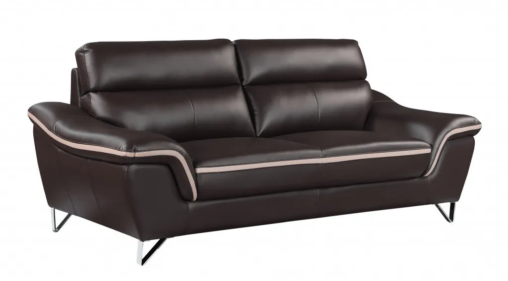 36" Charming Brown Leather Sofa By Homeroots