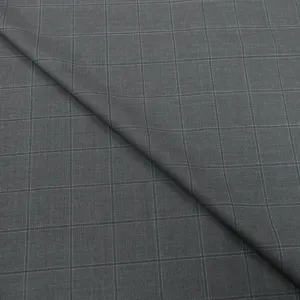 4.40 YDS Natural Gray Windowpane Wool Loro Piana Fabric