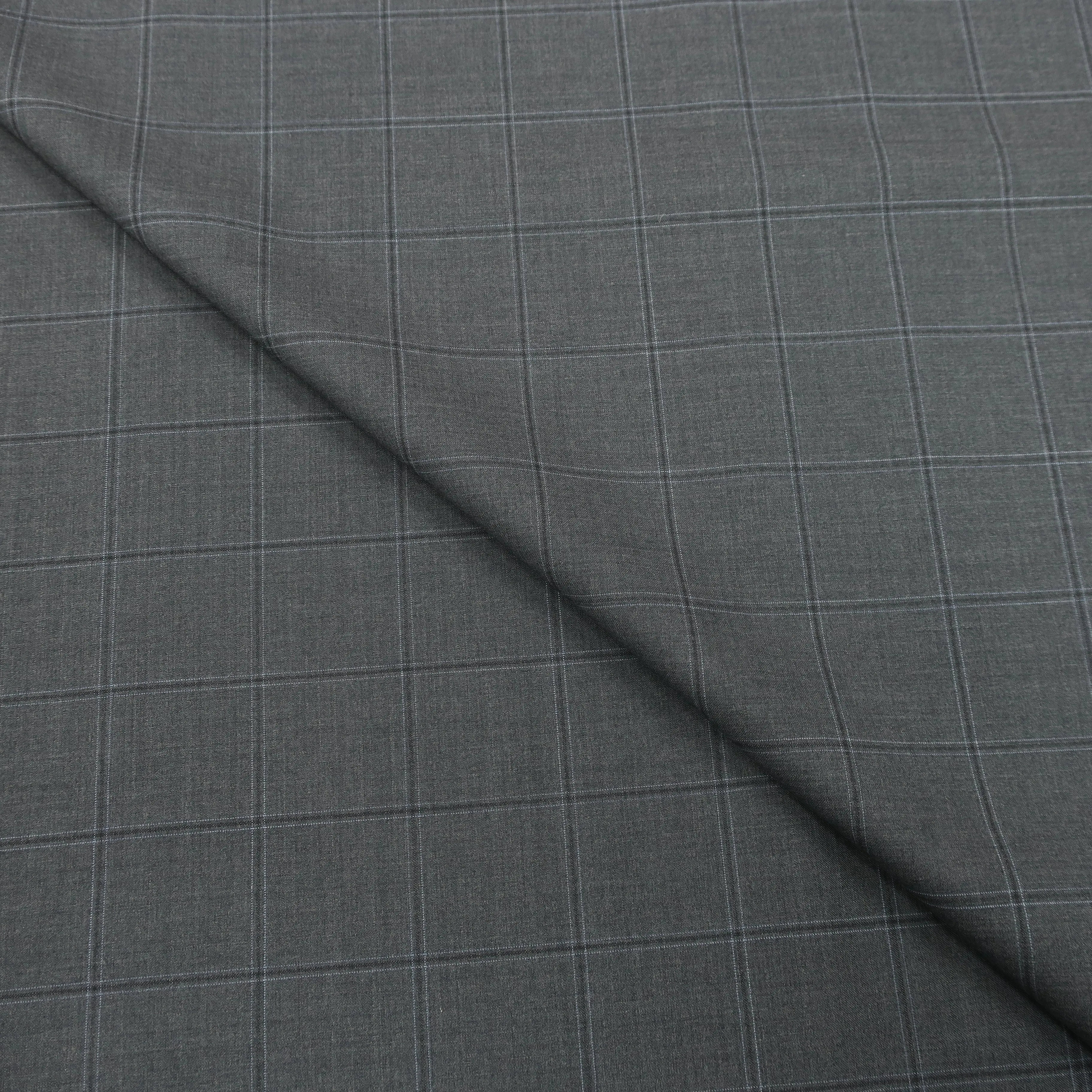4.40 YDS Natural Gray Windowpane Wool Loro Piana Fabric