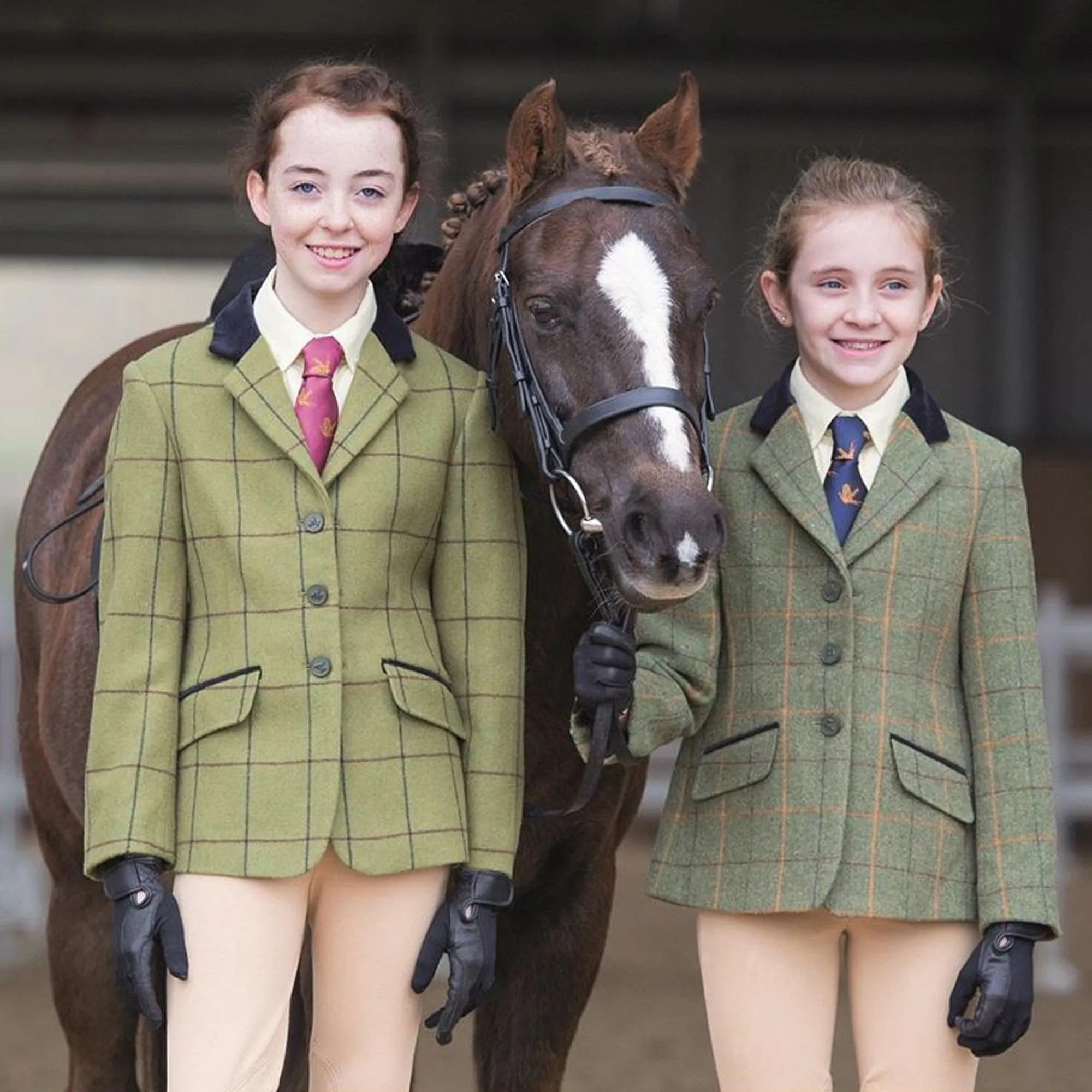 Aubrion Childs Saratoga Jacket - Navy Maroon Check