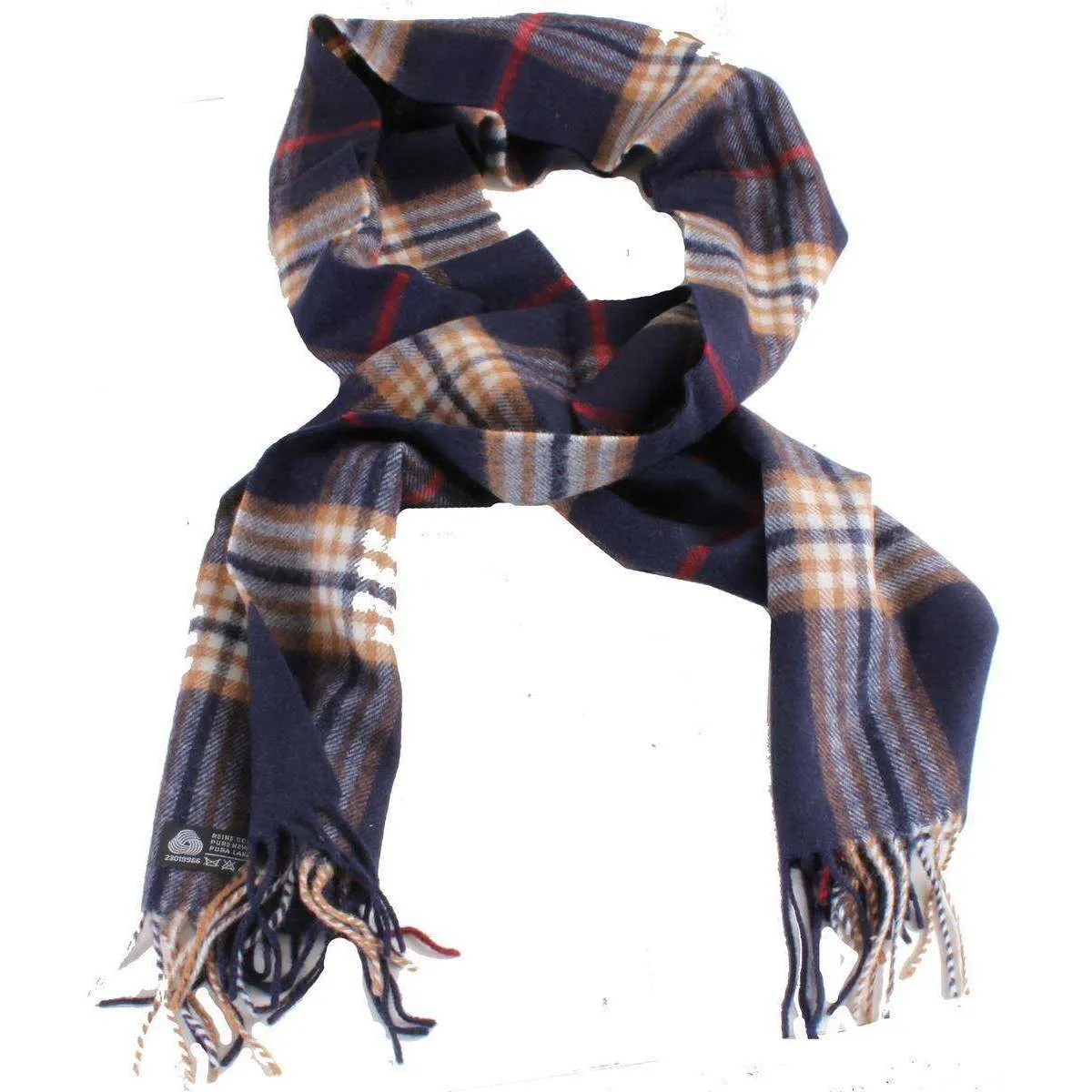 Bassin and Brown Hill Tartan Wool Scarf - Navy/Brown/White