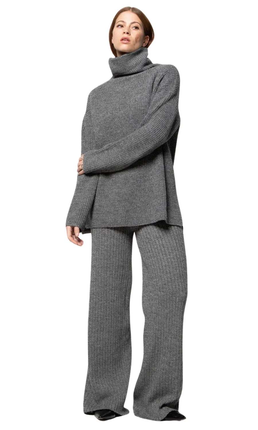 BLACK & WHITE RIB PANTS