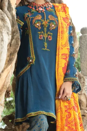 Blue Cotton Net 3 Piece Stitched - ALP-728