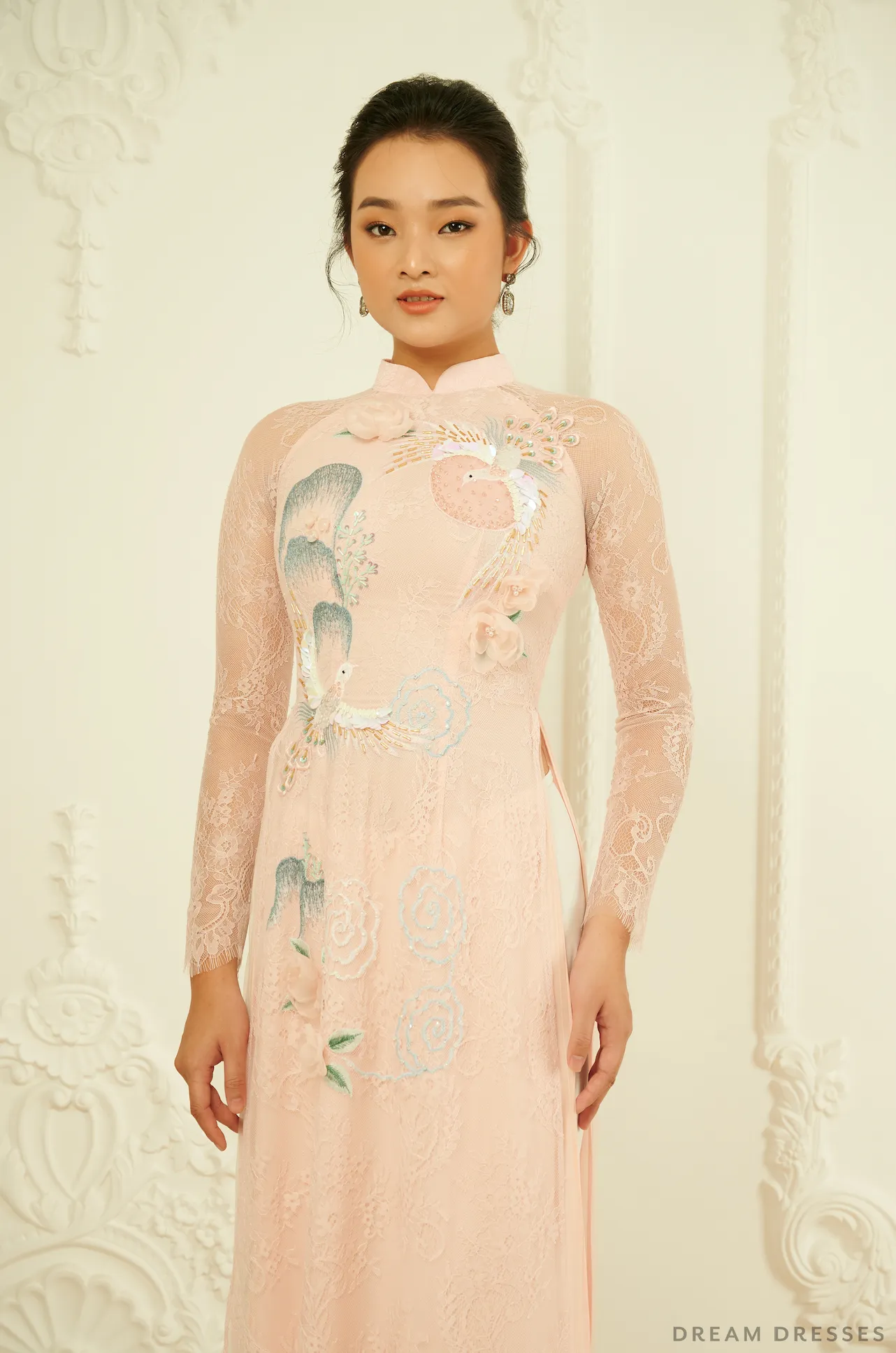 Blush Pink Bridal Ao Dai |Traditional Vietnamese Wedding Dress (#MAYA)