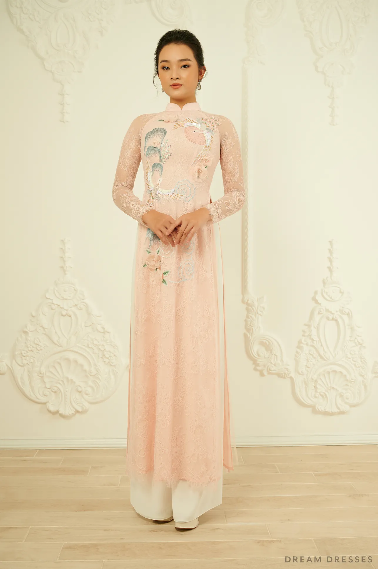 Blush Pink Bridal Ao Dai |Traditional Vietnamese Wedding Dress (#MAYA)