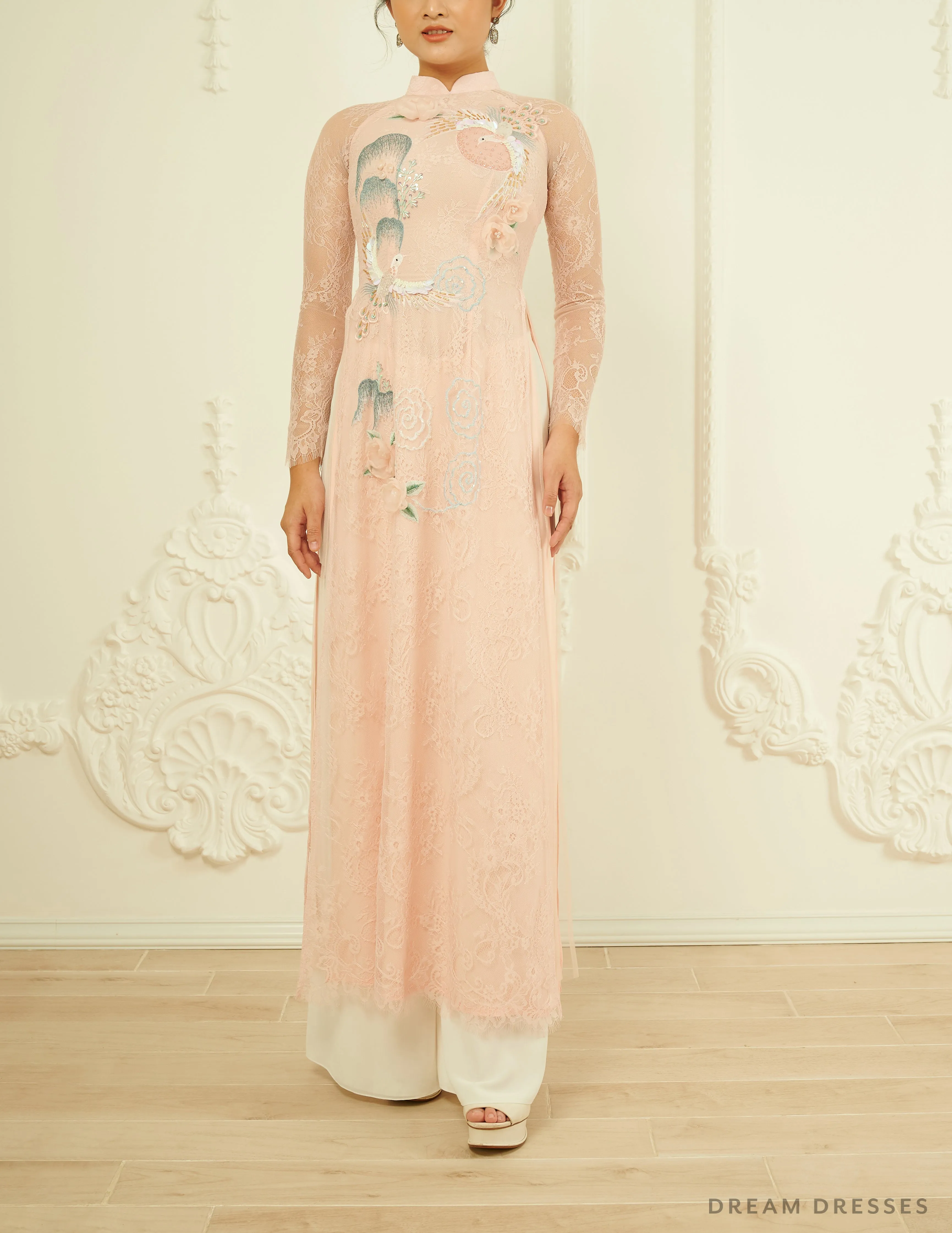 Blush Pink Bridal Ao Dai |Traditional Vietnamese Wedding Dress (#MAYA)