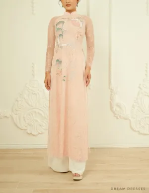 Blush Pink Bridal Ao Dai |Traditional Vietnamese Wedding Dress (#MAYA)
