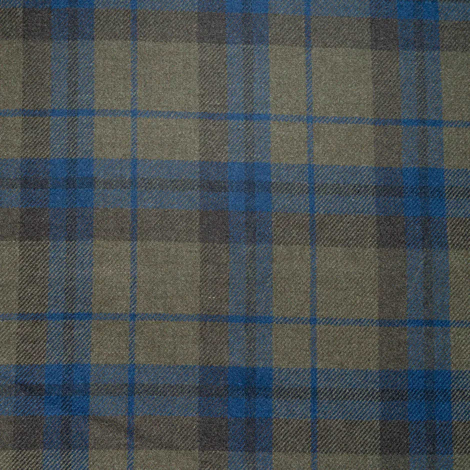 Brown/Blue Double Faced Checkered Wool