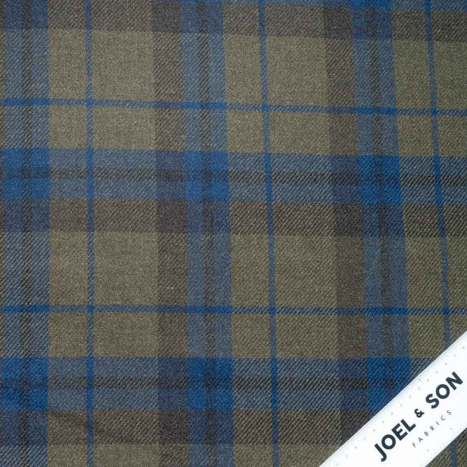 Brown/Blue Double Faced Checkered Wool