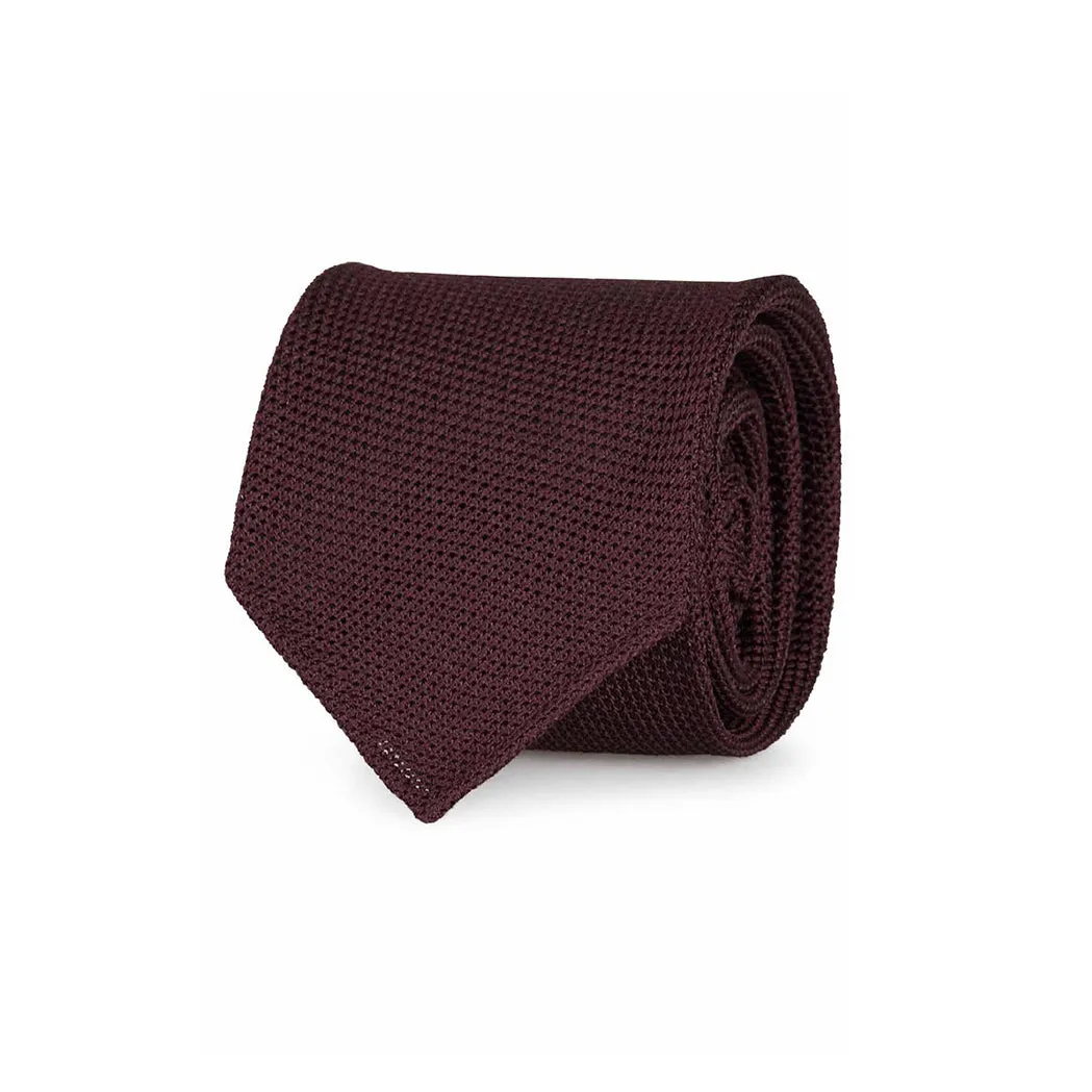 Burgundy grenadine tie and blue pocket square set - Fumagalli 1891