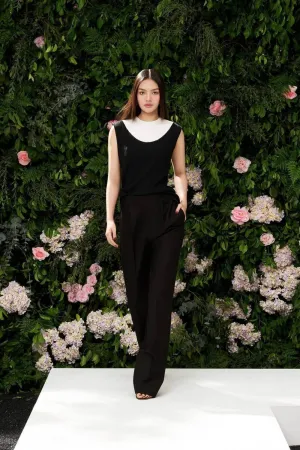 Charlee Straight Side Pocket Wool Cotton Floor Length Pants