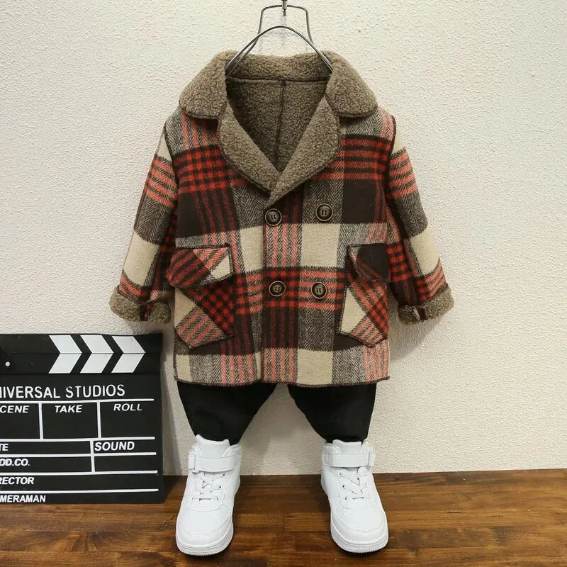Chic Woolen Long Coat for Boys - Stylish & Warm Winter Jacket