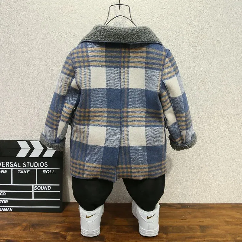 Chic Woolen Long Coat for Boys - Stylish & Warm Winter Jacket