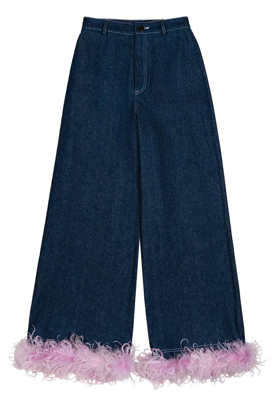 Dauphinette- Loose Jean: Indigo/ Lilac Feathers