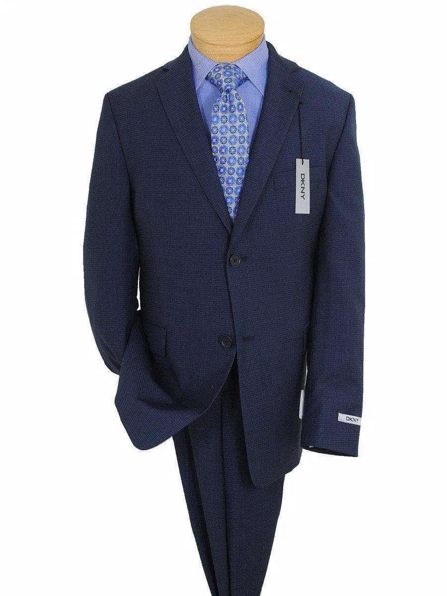 DKNY 16740 100% Wool Boy's Suit - Mini-Check - Blue