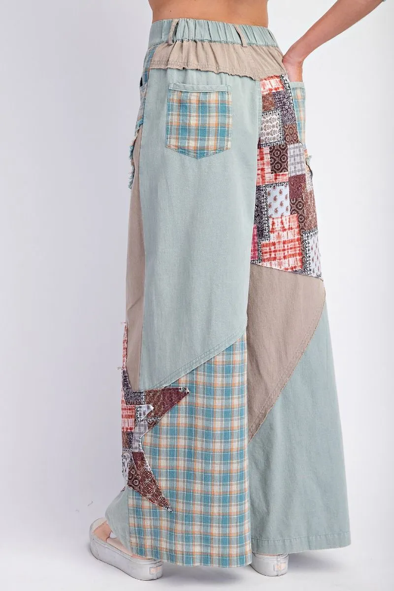 Easel Patchwork Mix N Match Washed Pants