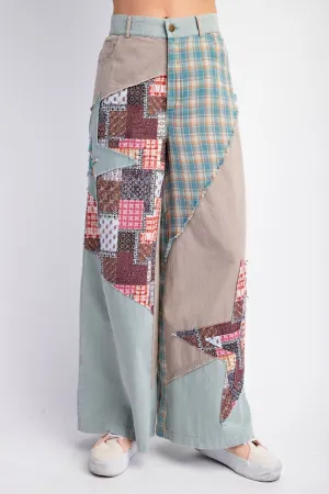 Easel Patchwork Mix N Match Washed Pants