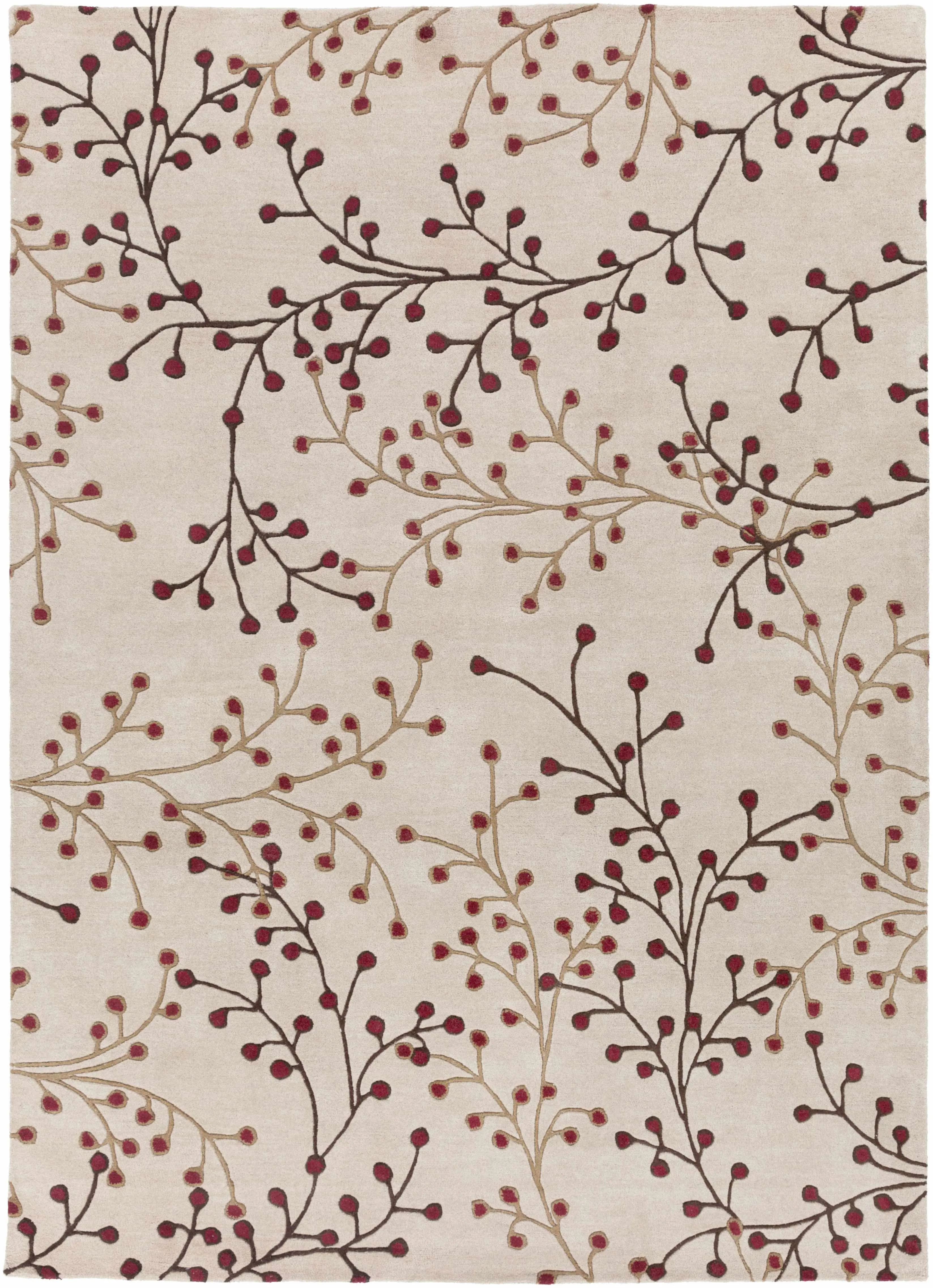 Elsu Beige&Burgandy Wool Rug