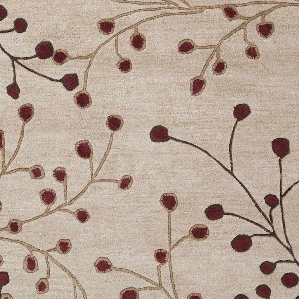 Elsu Beige&Burgandy Wool Rug