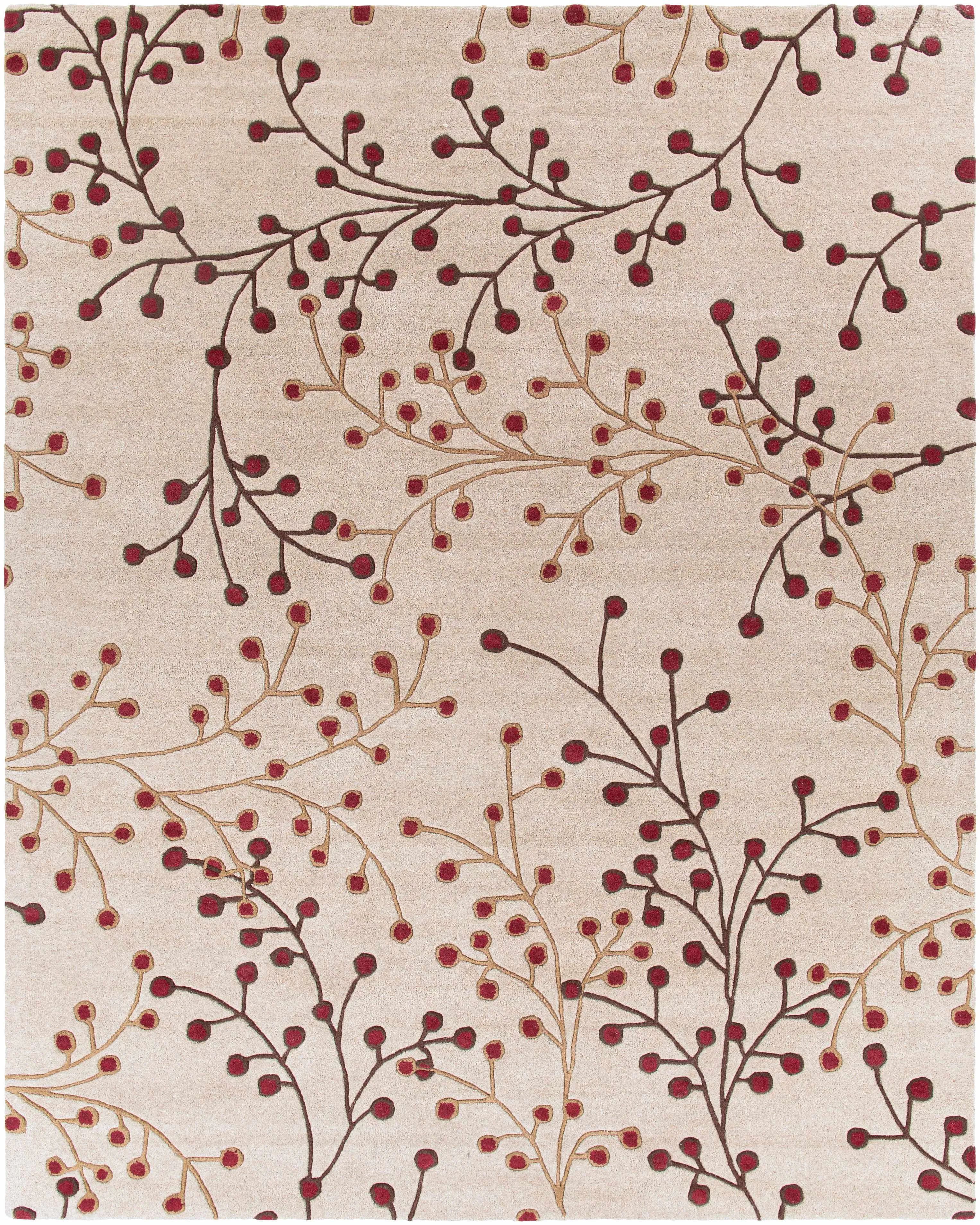 Elsu Beige&Burgandy Wool Rug