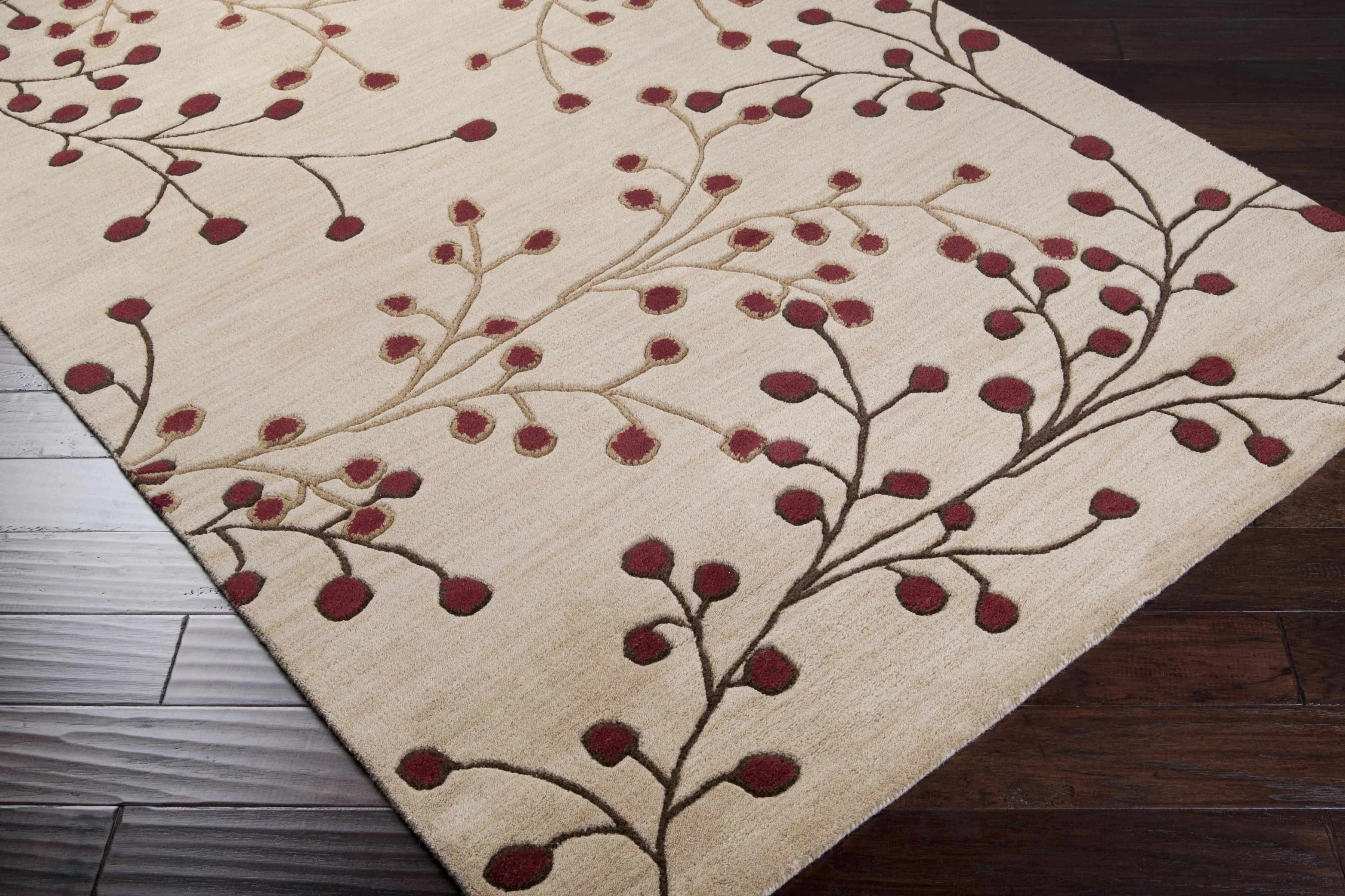Elsu Beige&Burgandy Wool Rug