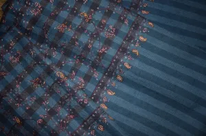Fine wool Embroidered check shawl 40x80 inch