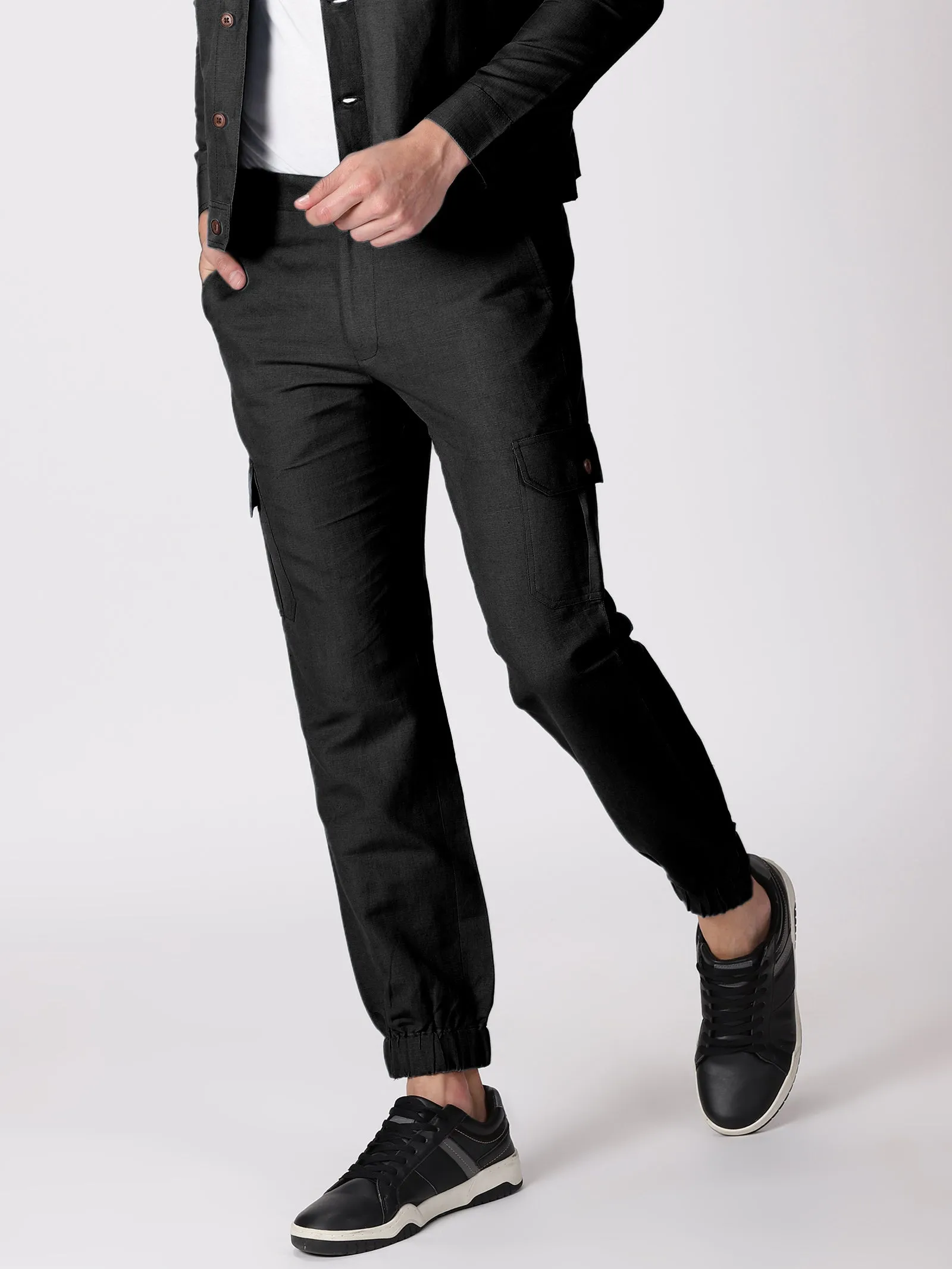 Finn - Linen Joggers - Black