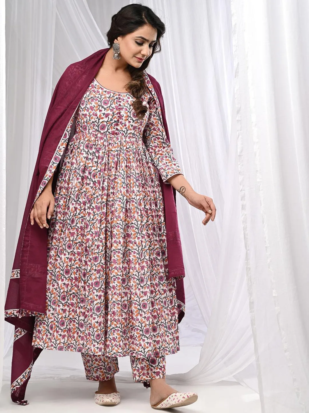Fulwari Anarkali Kurta Set With Dupatta