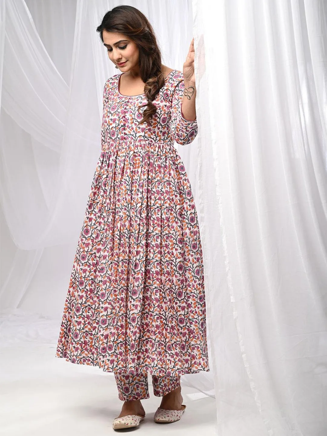 Fulwari Anarkali Kurta Set With Dupatta