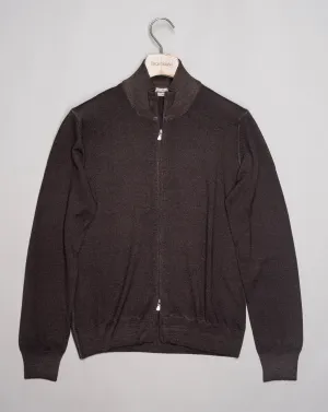 Gran Sasso Vintage Merino Full-Zip Knit / Dark Brown