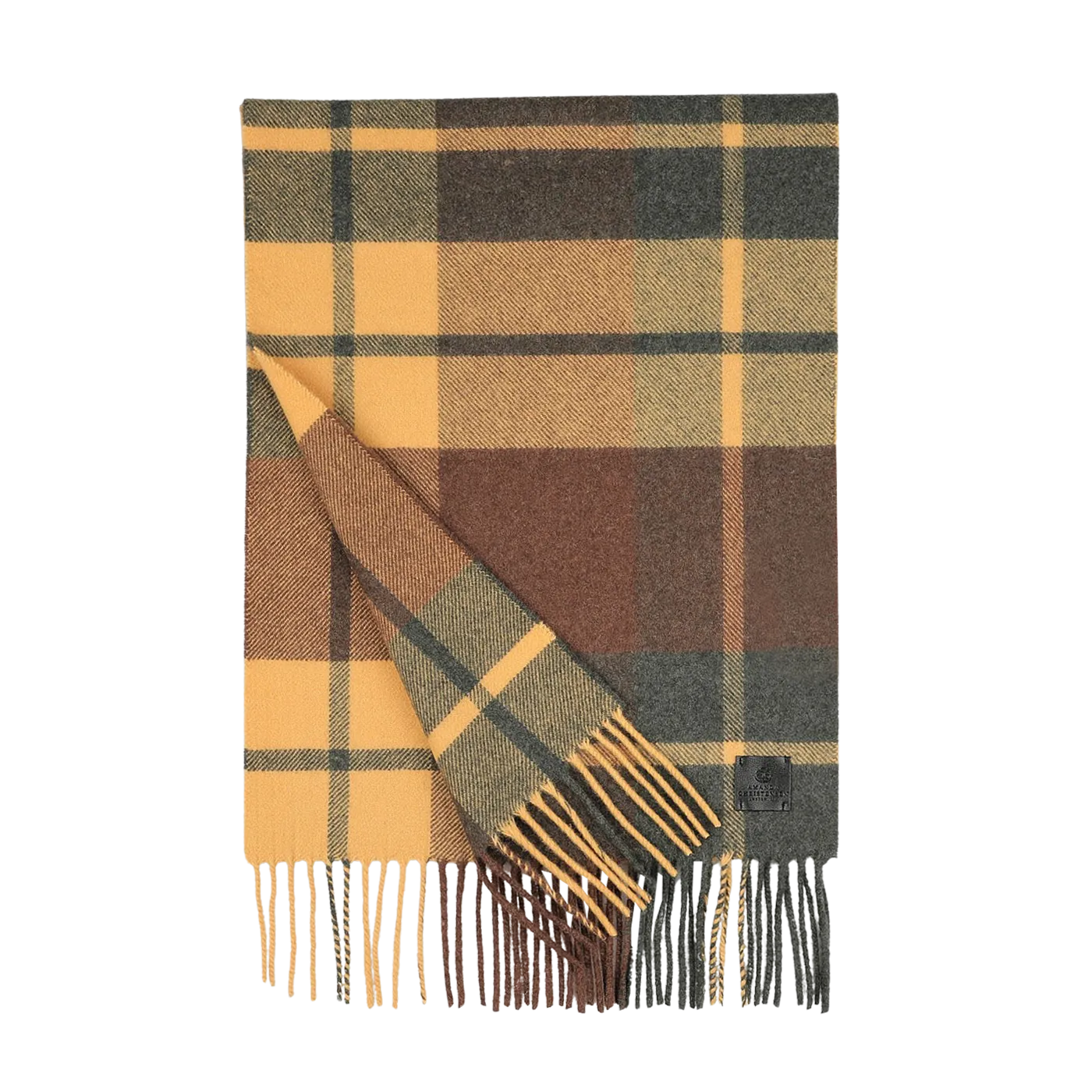 Green Yellow Checked Merino Wool Scarf