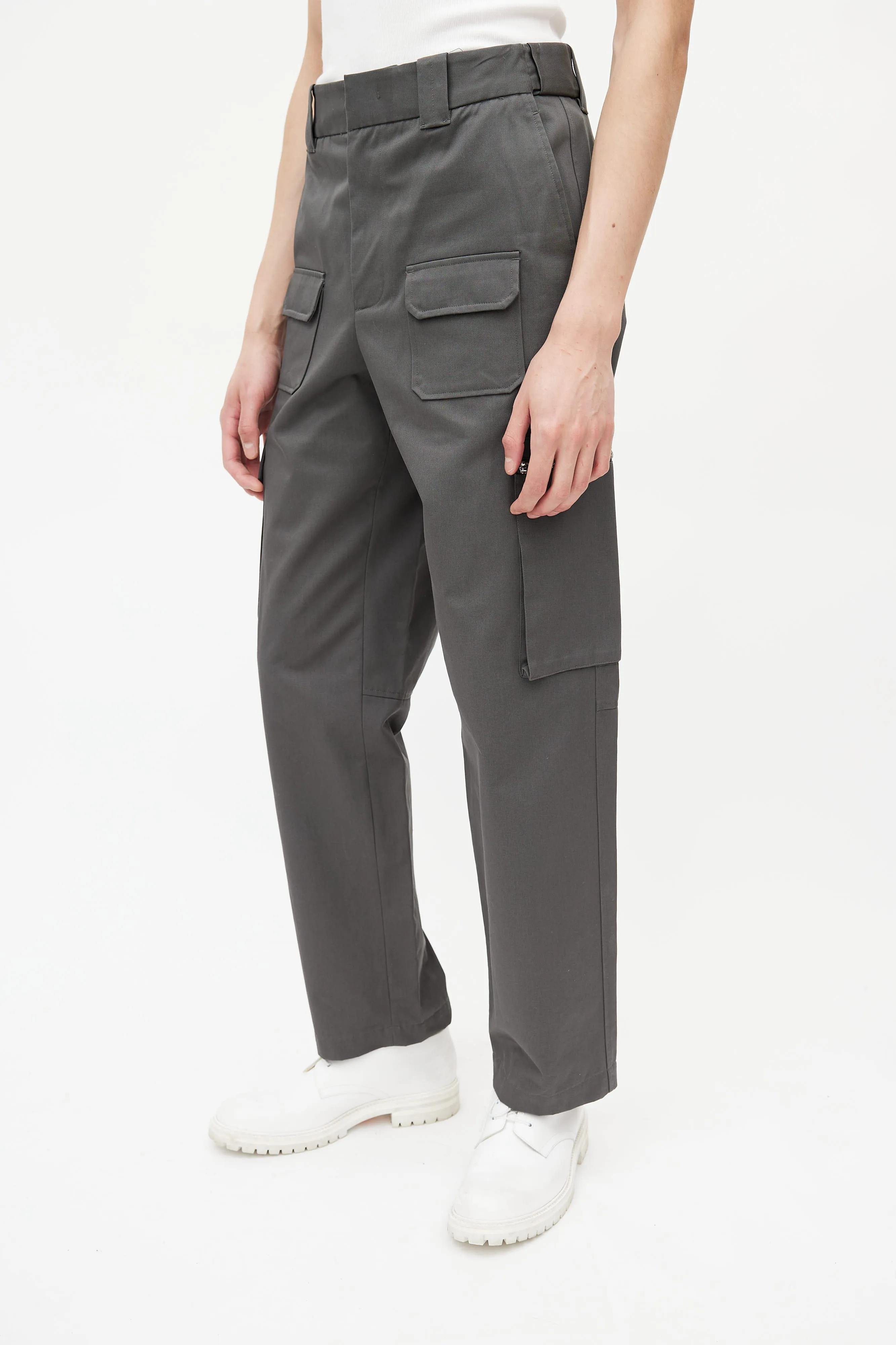 Grey Cotton Cargo Pant