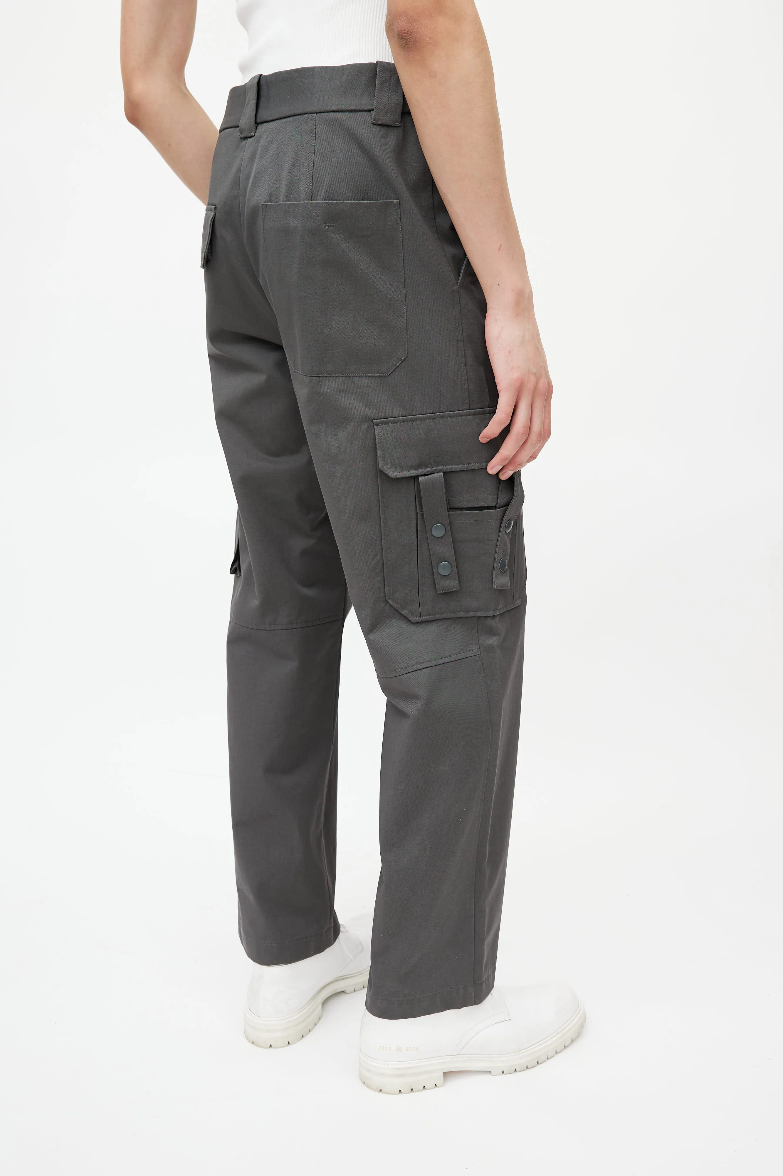 Grey Cotton Cargo Pant