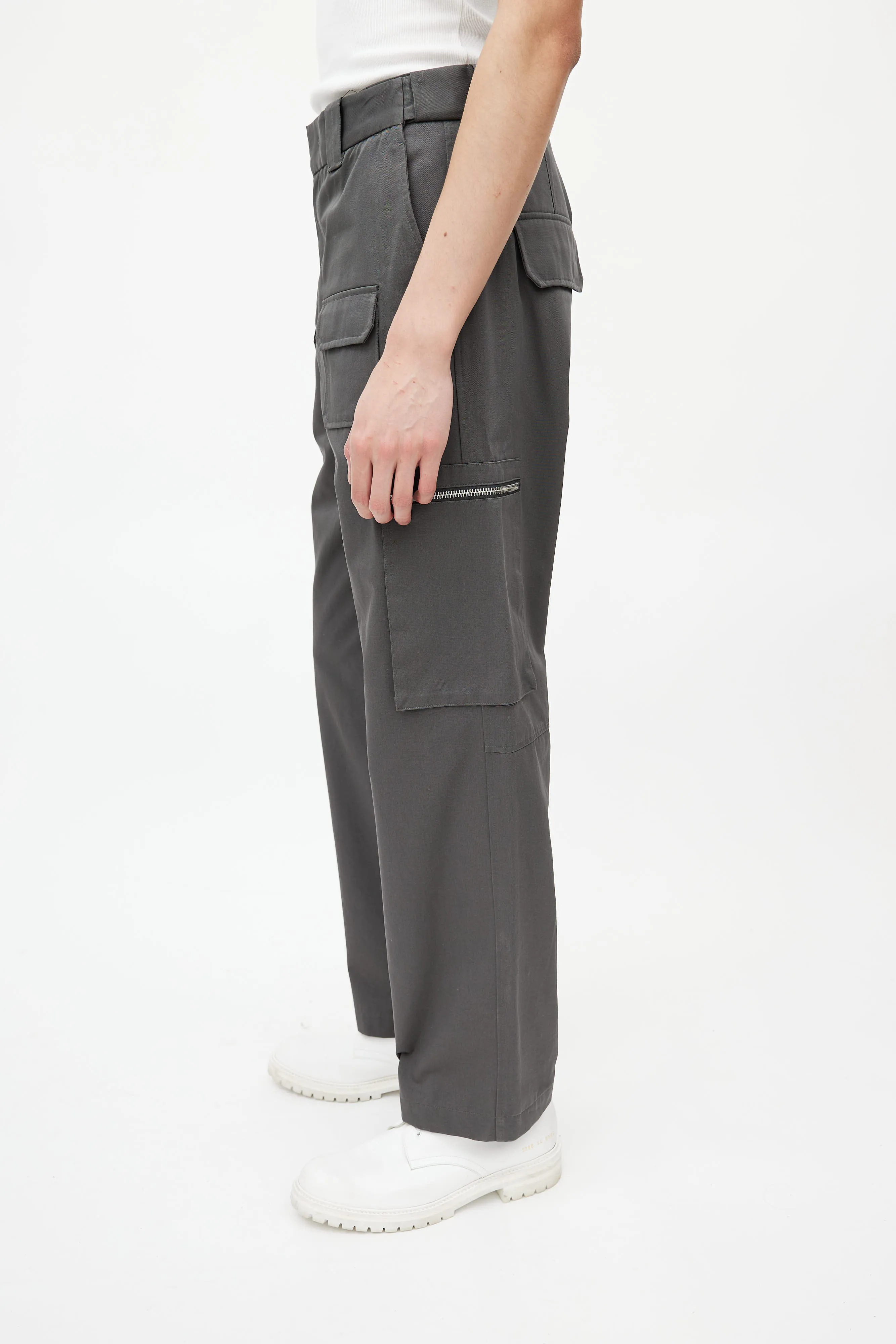 Grey Cotton Cargo Pant