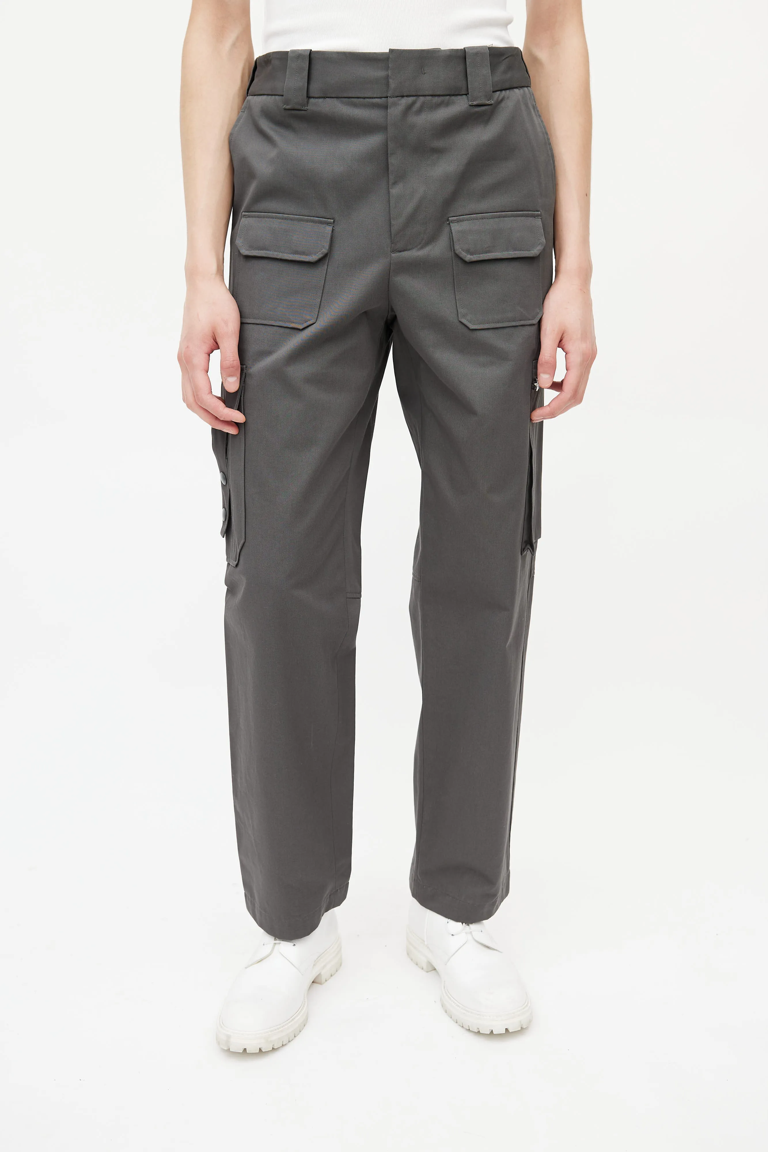 Grey Cotton Cargo Pant