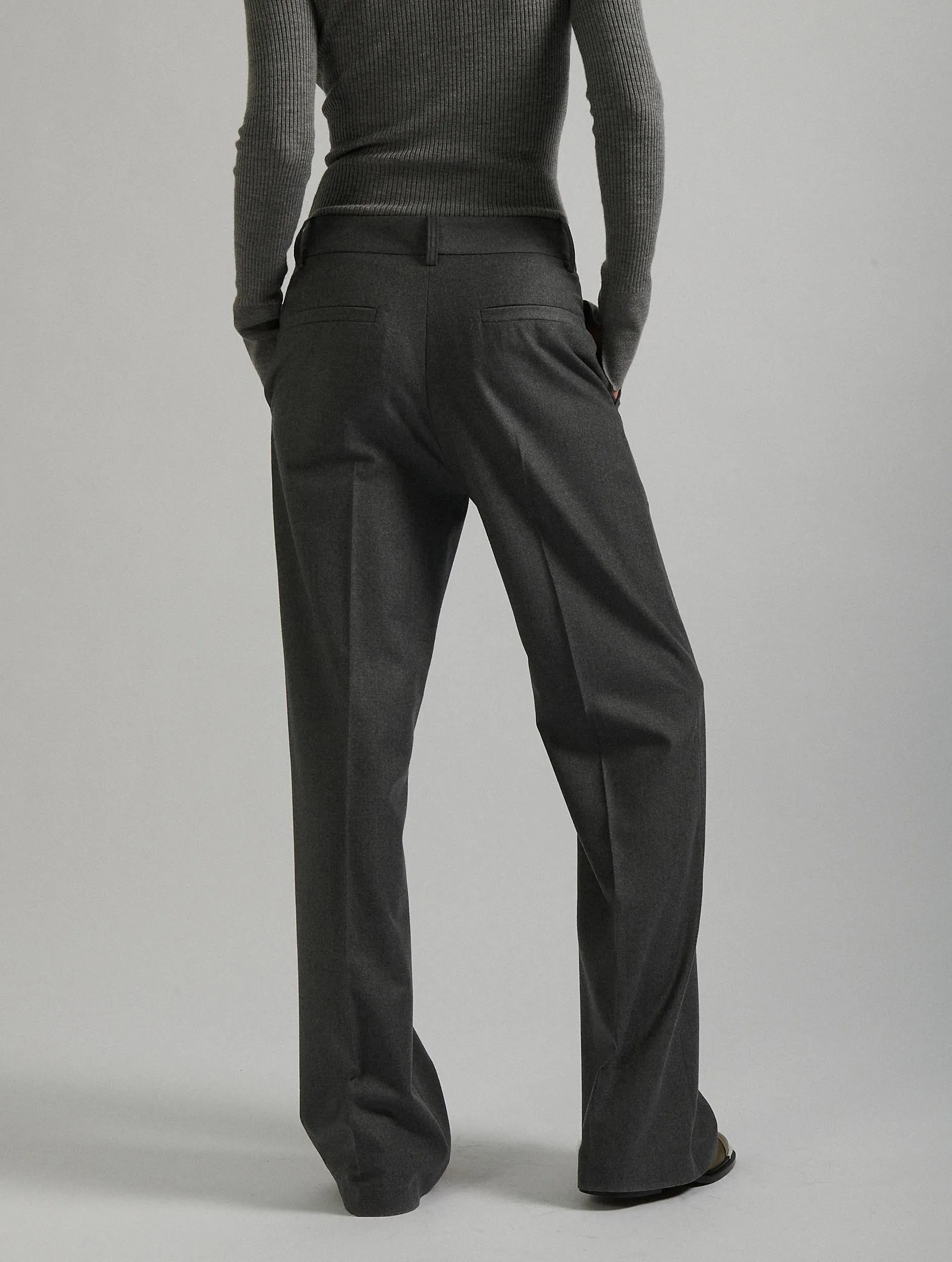 Grey flannel low-waist trousers