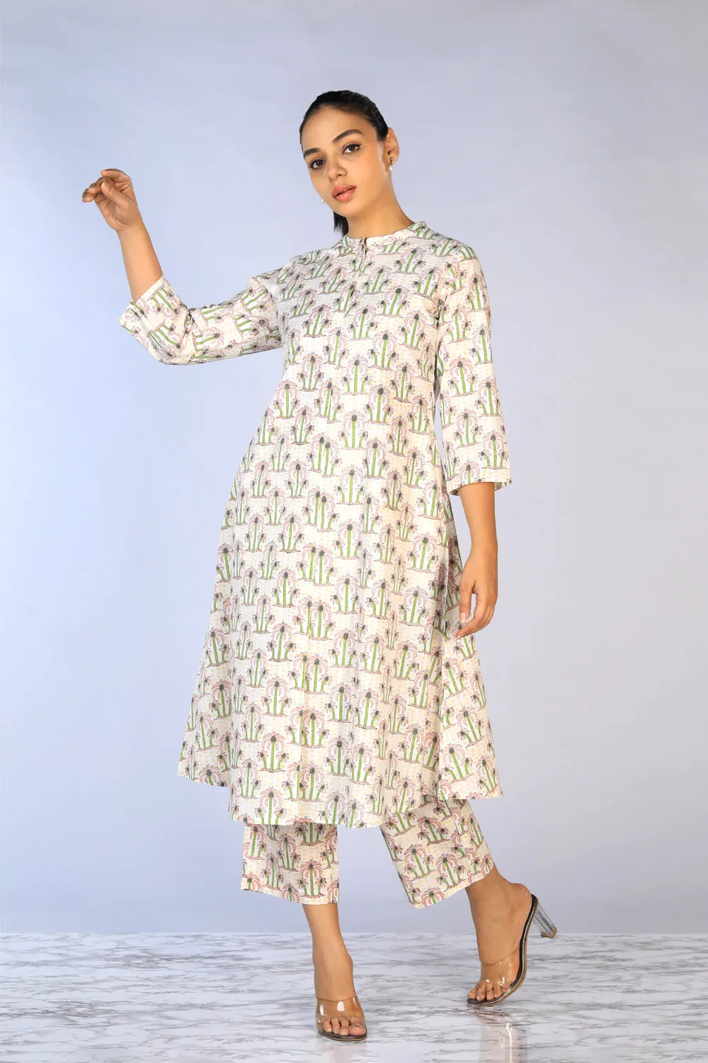 Hand block printed cotton cord set