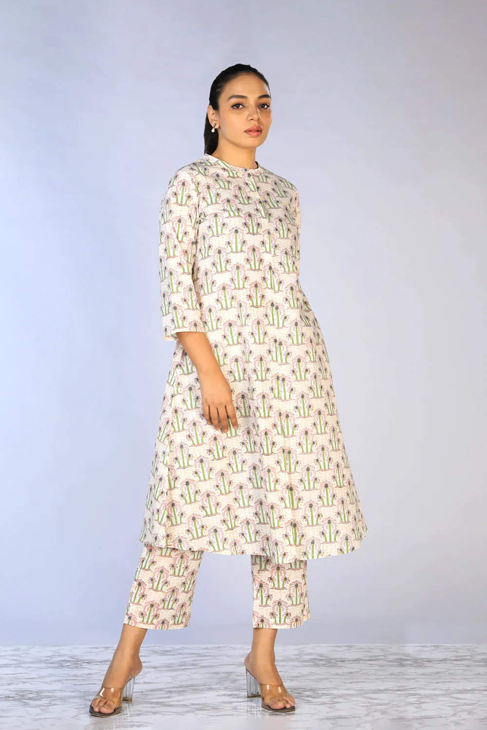 Hand block printed cotton cord set