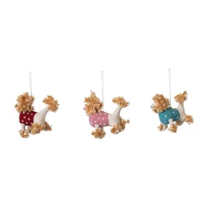 HANDMADE WOOL FELT POODLE IN POLKA DOT SWEATER ORNAMENT