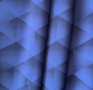 Light-Weight Dramatic Geo Art Deco Cobalt Wool Twill (Made in Italy)