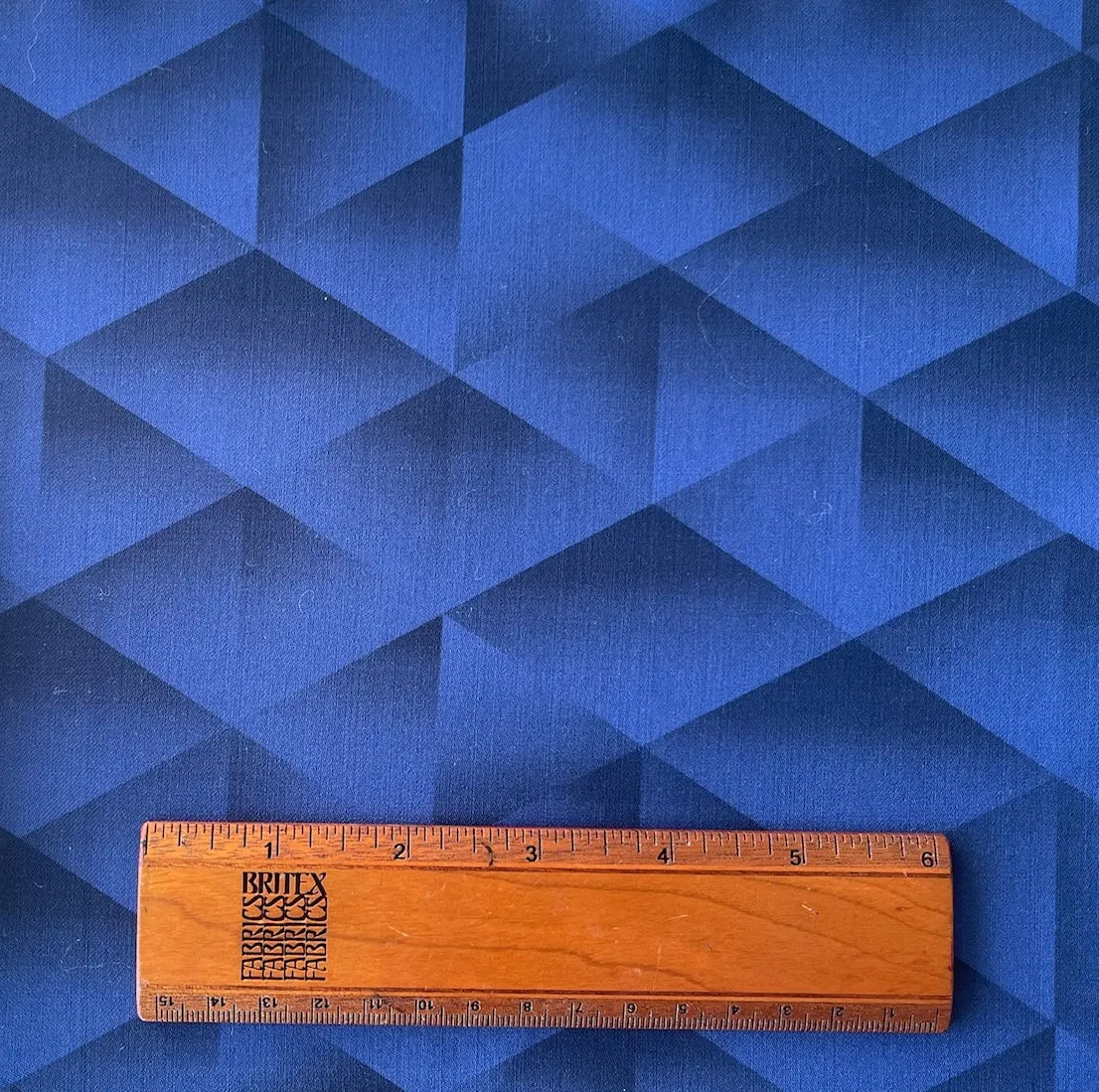 Light-Weight Dramatic Geo Art Deco Cobalt Wool Twill (Made in Italy)