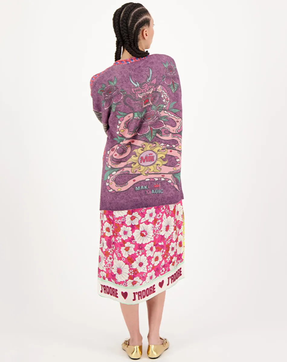 Liv Long Printed Love Cardigan