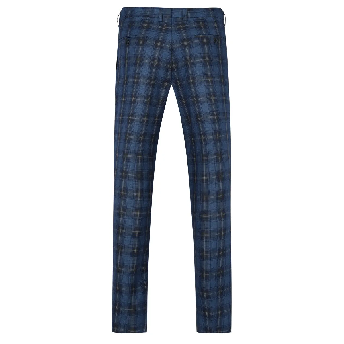 Men's 2-Piece Three-Button Plaid Striped Suit Blue
