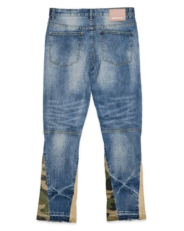 Mens Heavy Rip & Repair Slim Straight Leg Jeans