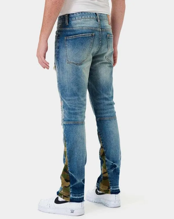 Mens Heavy Rip & Repair Slim Straight Leg Jeans
