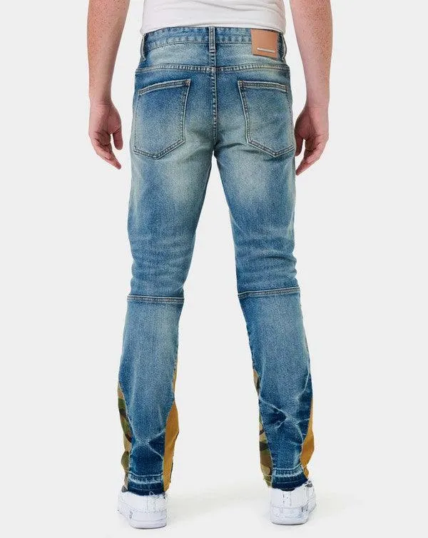 Mens Heavy Rip & Repair Slim Straight Leg Jeans
